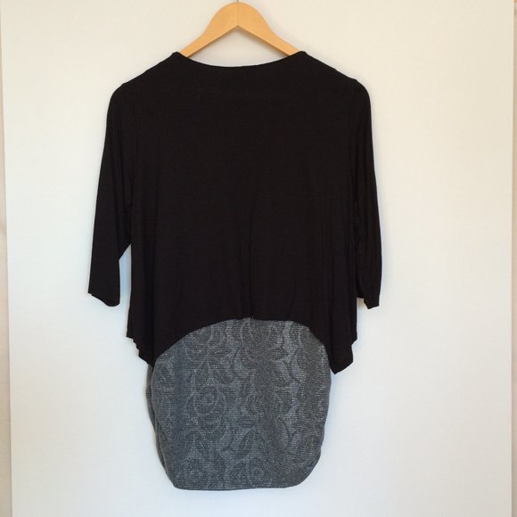 Harley Davidson Long Top Tunic Small Black Gray Silver 3\4 Sleeve Rhinestones - Picture 2 of 9